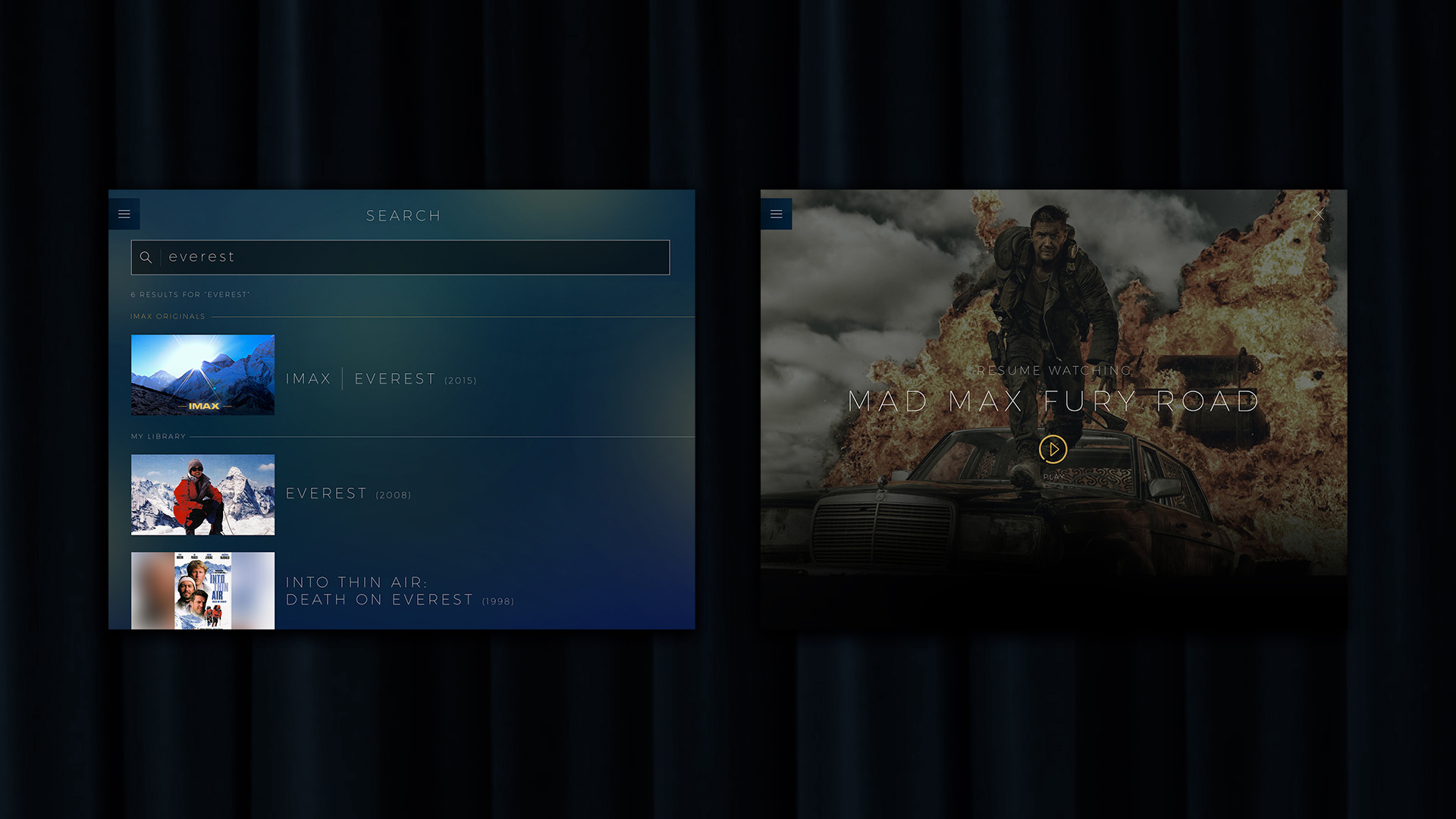 IMAX Tablet UI